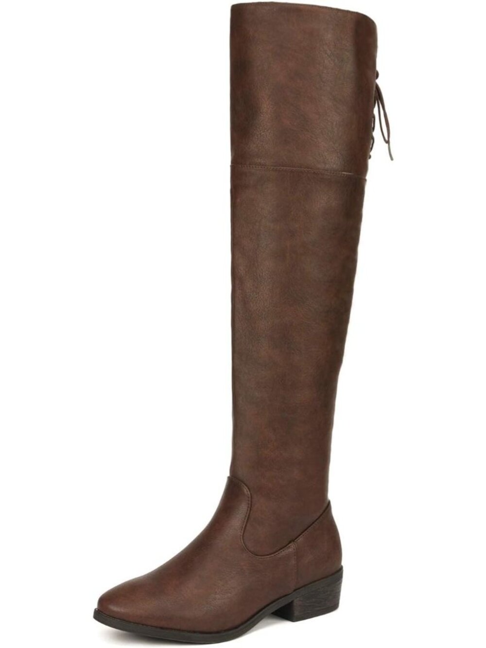 DREAM PAIRS Women's Brown Low Heel Thigh High Over The Knee Flat Tall Boots